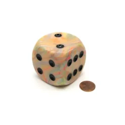 Dice>Festive 50mm Huge Large D6 Chessex Dice, 1 Piece - Circus with Black Pips - Your Source for Gaming Essentials