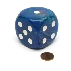 Dice>Festive 50mm Huge Large D6 Chessex Dice, 1 Piece - Waterlily with White Pips - Your Source for Gaming Essentials