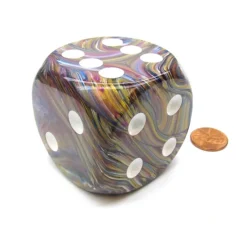 Dice>Festive 50mm Huge Large D6 Chessex Dice, 1 Piece - Carousel with White Pips - Your Source for Gaming Essentials