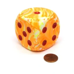 Dice>Festive 50mm Huge Large D6 Chessex Dice, 1 Piece - Sunburst with Red Pips - Your Source for Gaming Essentials
