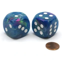 Dice>Festive 30mm Large D6 Chessex Dice, 2 Pieces - Waterlily with White Pips - Your Source for Gaming Essentials
