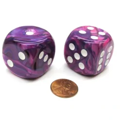 Dice>Festive 30mm Large D6 Chessex Dice, 2 Pieces - Violet with White Pips - Your Source for Gaming Essentials