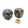 Dice>Festive 30mm Large D6 Chessex Dice, 2 Pieces - Mosaic with Yellow Pips - Your Source for Gaming Essentials