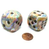 Dice>Festive 30mm Large D6 Chessex Dice, 2 Pieces - Vibrant with Brown Pips - Your Source for Gaming Essentials