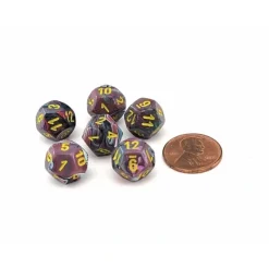 Dice>Festive 12mm Mini 12 Sided D12 Dice, 6 Pieces - Mosaic with Yellow Numbers - Your Source for Gaming Essentials