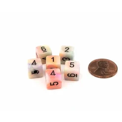 Dice>Festive 9mm Mini 6 Sided D6 Dice, 6 Pieces - Circus with Black Numbers - Your Source for Gaming Essentials
