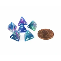 Dice>Festive 12mm Mini 4 Sided D4 Dice, 6 Pieces - Waterlily with White Numbers - Your Source for Gaming Essentials