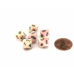 Dice>Festive 10mm Mini 10 Sided D10 Dice, 6 Pieces - Circus with Black Numbers - Your Source for Gaming Essentials