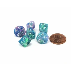 Dice>Festive 10mm Mini 10 Sided D10 Dice, 6 Pieces - Waterlily with White Numbers - Your Source for Gaming Essentials