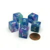 Dice>Festive 15mm 6-Sided D6 Numbered Chessex Dice, 6 Pieces - Waterlily with White - Your Source for Gaming Essentials