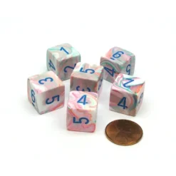 Dice>Festive 15mm 6-Sided D6 Numbered Chessex Dice, 6 Pieces - Pop Art with Blue - Your Source for Gaming Essentials