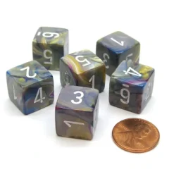 Dice>Festive 15mm 6-Sided D6 Numbered Chessex Dice, 6 Pieces - Carousel with White - Your Source for Gaming Essentials