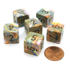 Dice>Festive 15mm 6-Sided D6 Numbered Chessex Dice, 6 Pieces - Vibrant with Brown - Your Source for Gaming Essentials