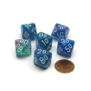 Dice>Festive 16mm Tens D10 (00-90) Chessex Dice, 6 Pieces - Waterlily with White - Your Source for Gaming Essentials