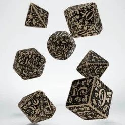 Dice>Forest Dice Set 3D Beige/Black (7) - Your Source for Gaming Essentials