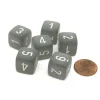 Dice>Frosted 15mm 6 Sided D6 Chessex Dice, 6 Pieces - Smoke with White Numbers - Your Source for Gaming Essentials