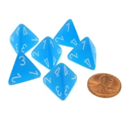 Dice>Frosted 18mm 4 Sided D4 Chessex Dice, 6 Pieces - Caribbean Blue with White - Your Source for Gaming Essentials