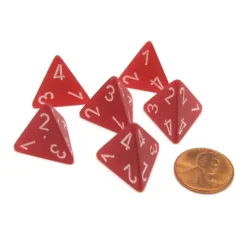 Dice>Frosted 18mm 4 Sided D4 Chessex Dice, 6 Pieces - Red with White - Your Source for Gaming Essentials