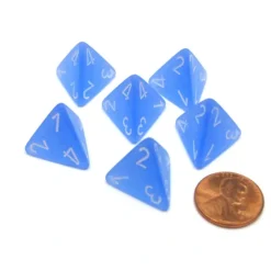 Dice>Frosted 18mm 4 Sided D4 Chessex Dice, 6 Pieces - Blue with White - Your Source for Gaming Essentials
