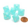 Dice>Frosted 15mm 8 Sided D8 Chessex Dice, 6 Pieces - Teal with White - Your Source for Gaming Essentials