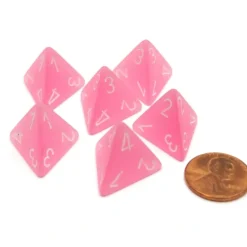 Dice>Frosted 18mm 4 Sided D4 Chessex Dice, 6 Pieces - Pink with White - Your Source for Gaming Essentials