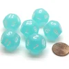 Dice>Frosted 18mm 12 Sided D12 Chessex Dice, 6 Pieces - Teal with White - Your Source for Gaming Essentials