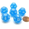 Dice>Frosted 18mm 12 Sided D12 Chessex Dice, 6 Pieces - Caribbean Blue with White - Your Source for Gaming Essentials