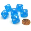 Dice>Frosted 15mm 8 Sided D8 Chessex Dice, 6 Pieces - Caribbean Blue with White - Your Source for Gaming Essentials