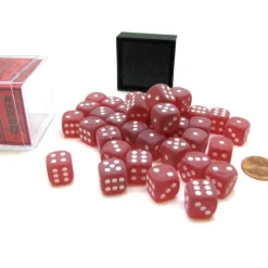 Dice>Frosted 12mm D6 Chessex Dice Block (36 Die) - Red with White Pips - Your Source for Gaming Essentials