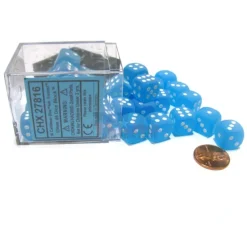Dice>Frosted 12mm D6 Chessex Dice Block (36 Dice) - Caribbean Blue with White Pips - Your Source for Gaming Essentials