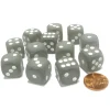 Dice>Frosted 16mm D6 Chessex Dice Block (12 Dice) - Smoke with White Pips - Your Source for Gaming Essentials
