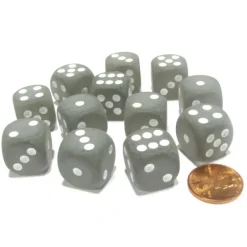 Dice>Frosted 16mm D6 Chessex Dice Block (12 Dice) - Smoke with White Pips - Your Source for Gaming Essentials