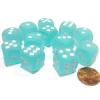 Dice>Frosted 16mm D6 Chessex Dice Block (12 Dice) - Teal with White Pips - Your Source for Gaming Essentials