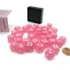 Dice>Frosted 12mm D6 Chessex Dice Block (36 Die) - Pink with White Pips - Your Source for Gaming Essentials