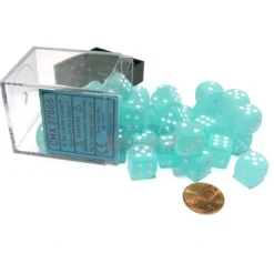 Dice>Frosted 12mm D6 Chessex Dice Block (36 Dice) - Teal with White Pips - Your Source for Gaming Essentials