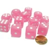 Dice>Frosted 16mm D6 Chessex Dice Block (12 Dice) - Pink with White Pips - Your Source for Gaming Essentials