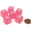 Dice>Frosted 15mm D6 Polyhedral Chessex Dice, 6 Pieces - Pink with White Numbers - Your Source for Gaming Essentials