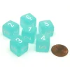 Dice>Frosted 15mm D6 Polyhedral Chessex Dice, 6 Pieces - Teal with White Numbers - Your Source for Gaming Essentials