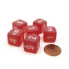 Dice>Frosted 15mm D6 Polyhedral Chessex Dice, 6 Pieces - Red with White Numbers - Your Source for Gaming Essentials