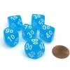 Dice>Frosted 16mm Tens D10 (00-90) Chessex Dice, 6 Pieces - Caribbean Blue with White - Your Source for Gaming Essentials