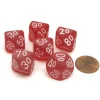 Dice>Frosted 16mm Tens D10 (00-90) Chessex Dice, 6 Pieces - Red with White Numbers - Your Source for Gaming Essentials