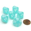 Dice>Frosted 16mm Tens D10 (00-90) Chessex Dice, 6 Pieces - Teal with White Numbers - Your Source for Gaming Essentials