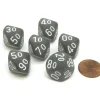 Dice>Frosted 16mm Tens D10 (00-90) Chessex Dice, 6 Pieces - Smoke with White Numbers - Your Source for Gaming Essentials