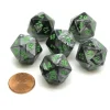Dice>Gemini 20 Sided D20 Chessex Dice, 6 Pieces - Black-Grey with Green Numbers - Your Source for Gaming Essentials