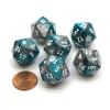 Dice>Gemini 20 Sided D20 Chessex Dice, 6 Pieces - Steel-Teal with White Numbers - Your Source for Gaming Essentials