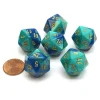 Dice>Gemini 20 Sided D20 Chessex Dice, 6 Pieces - Blue-Teal with Gold Numbers - Your Source for Gaming Essentials