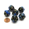 Dice>Gemini 20 Sided D20 Chessex Dice, 6 Pieces - Black-Blue with Gold Numbers - Your Source for Gaming Essentials