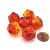 Dice>Gemini 20 Sided D20 Dice, 6 Pieces - Translucent Red-Yellow with Gold Numbers - Your Source for Gaming Essentials