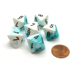 Dice>Gemini 15mm 8 Sided D8 Chessex Dice, 6 Pieces - Teal-White with Black - Your Source for Gaming Essentials