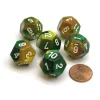 Dice>Gemini 18mm 12 Sided D12 Chessex Dice, 6 Pieces - Gold-Green with White - Your Source for Gaming Essentials